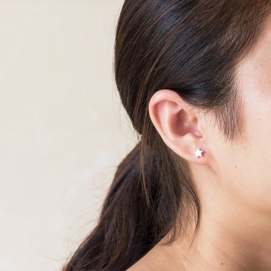 Silver Plated Star Stud Earrings - Philip Jones Jewellery