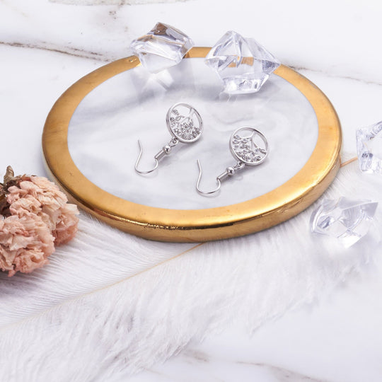 Silver Plated Tree of Life Drop Earrings Created with Crystals from Zircondia® - Philip Jones Jewellery