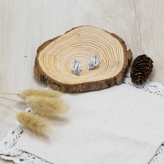 Silver Plated Triple Row Clip On Earrings Created with Zircondia® Crystals - Philip Jones Jewellery