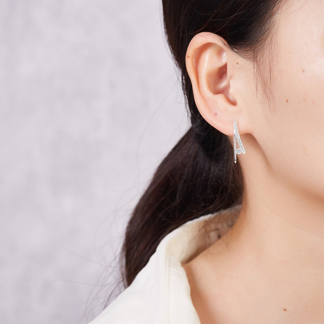 Silver Plated Wishbone Earrings Created with Zircondia® Crystals - Philip Jones Jewellery