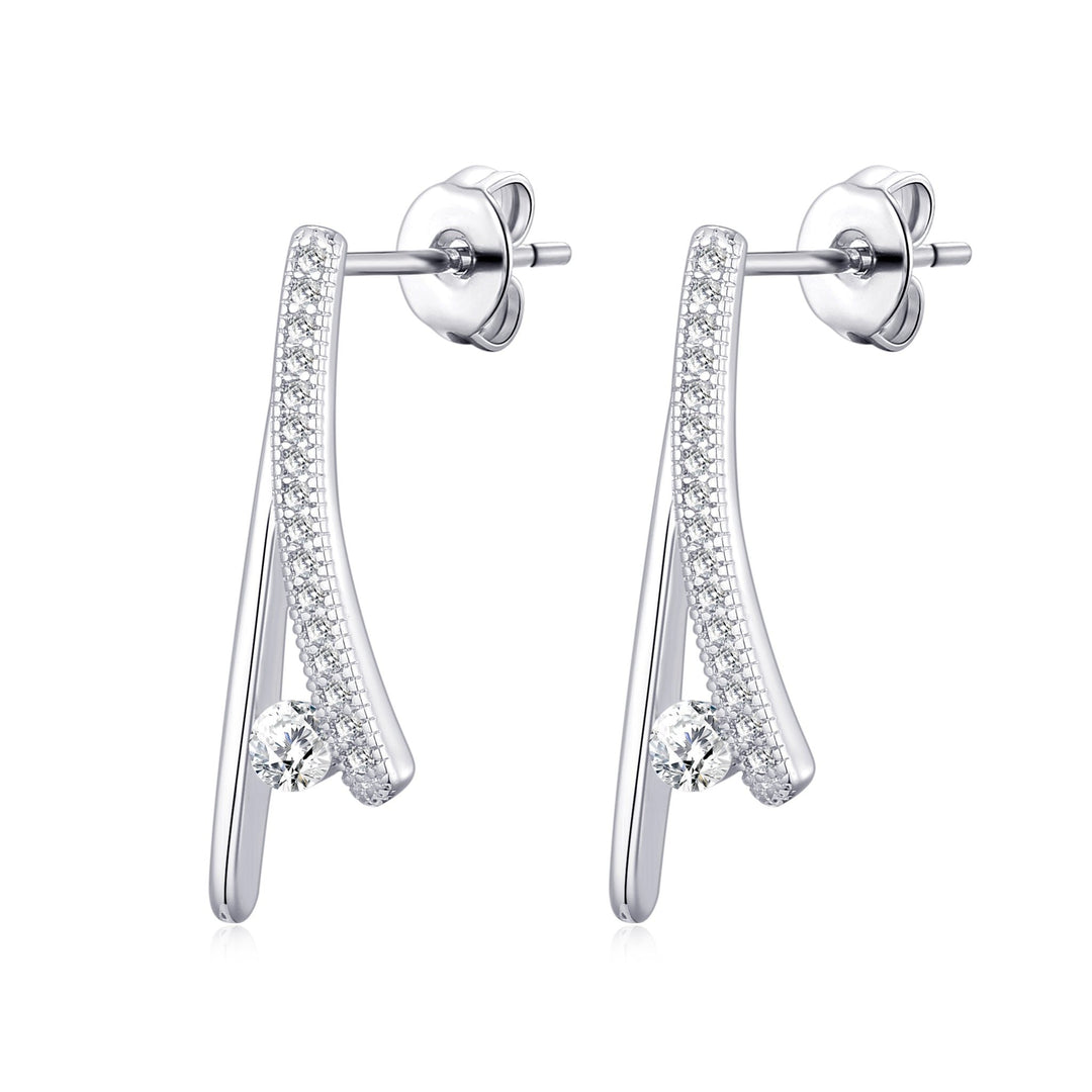 Silver Plated Wishbone Earrings Created with Zircondia® Crystals - Philip Jones Jewellery