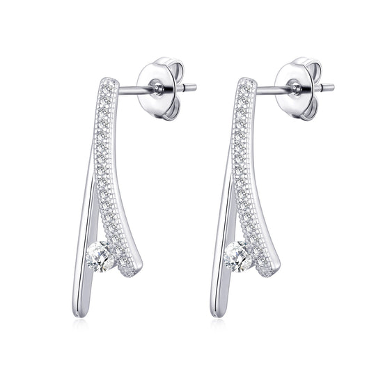 Silver Plated Wishbone Earrings Created with Zircondia® Crystals - Philip Jones Jewellery