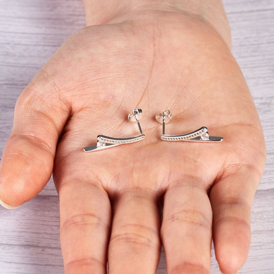 Silver Plated Wishbone Earrings Created with Zircondia® Crystals - Philip Jones Jewellery