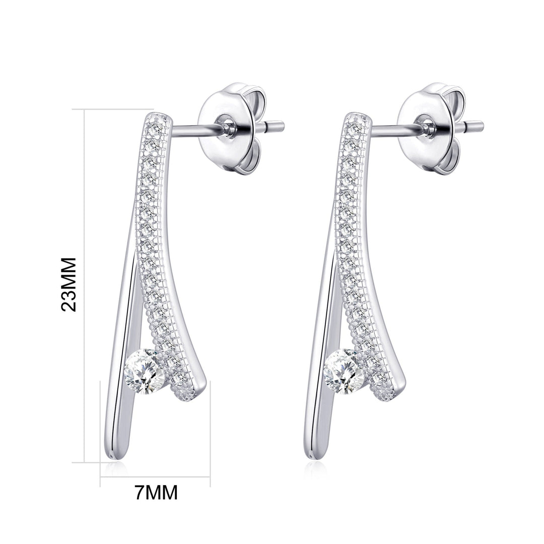 Silver Plated Wishbone Earrings Created with Zircondia® Crystals - Philip Jones Jewellery