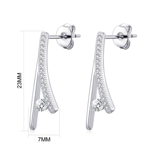 Silver Plated Wishbone Earrings Created with Zircondia® Crystals - Philip Jones Jewellery