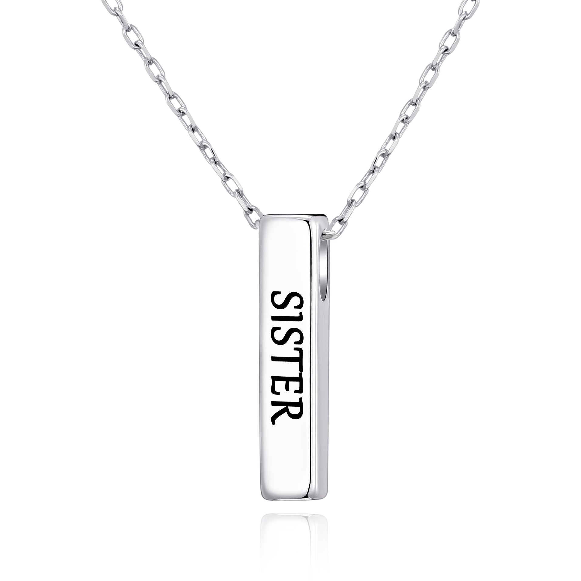 Silver Plated Sister Bar Necklace by Philip Jones Jewellery