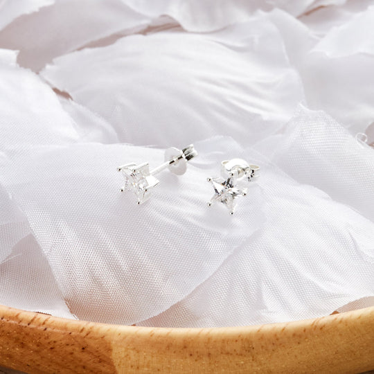 Star Earrings Created with Zircondia® Crystals - Philip Jones Jewellery