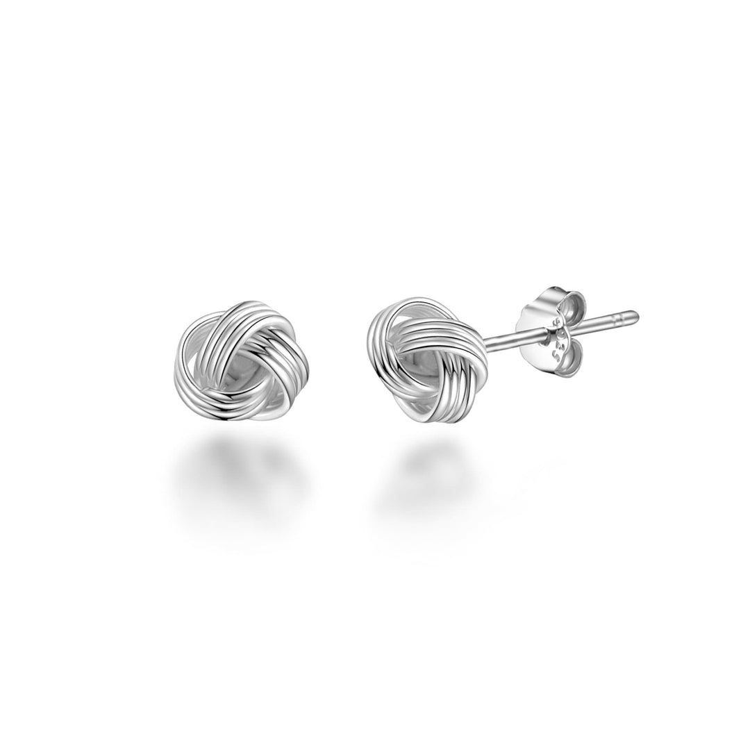 Sterling Silver 4mm Love Knot Earrings - Philip Jones Jewellery