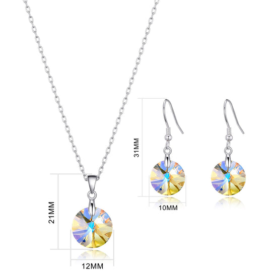 Sterling Silver Aurora Borealis Set Created with Zircondia® Crystals - Philip Jones Jewellery