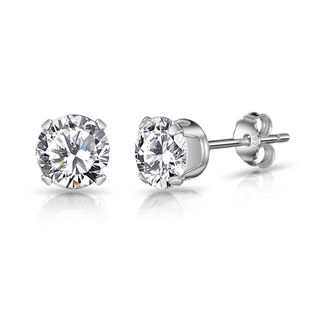 Sterling Silver Earrings Created with Zircondia® Crystals - Philip Jones Jewellery