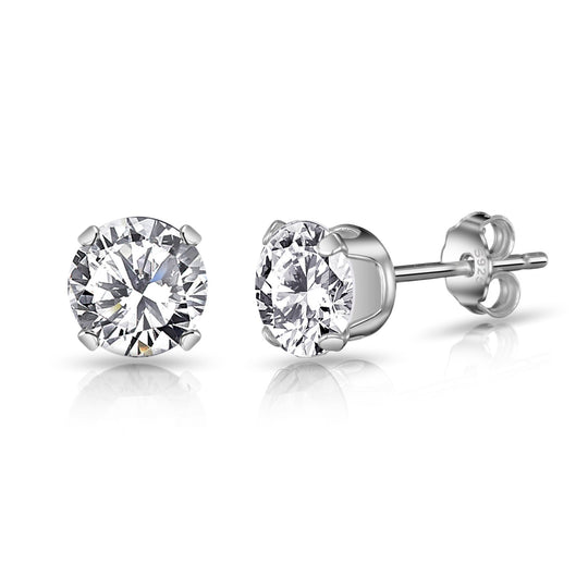Sterling Silver Earrings Created with Zircondia® Crystals - Philip Jones Jewellery
