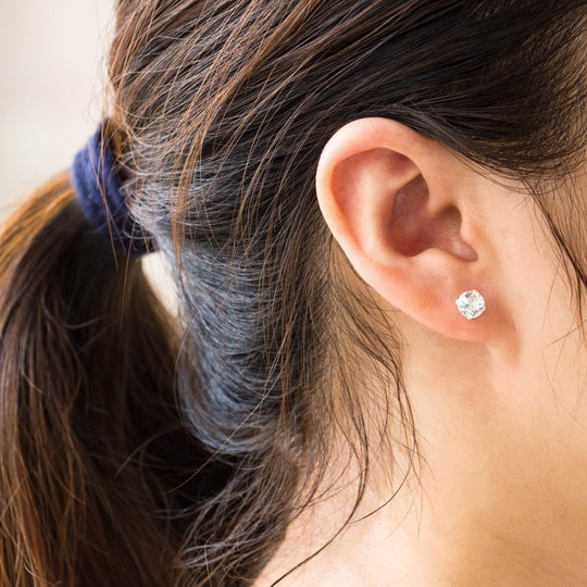 Sterling Silver Earrings Created with Zircondia® Crystals - Philip Jones Jewellery