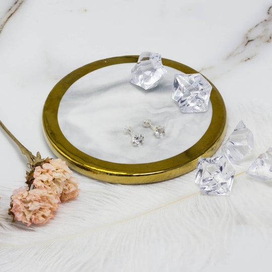 Sterling Silver Earrings Created with Zircondia® Crystals - Philip Jones Jewellery