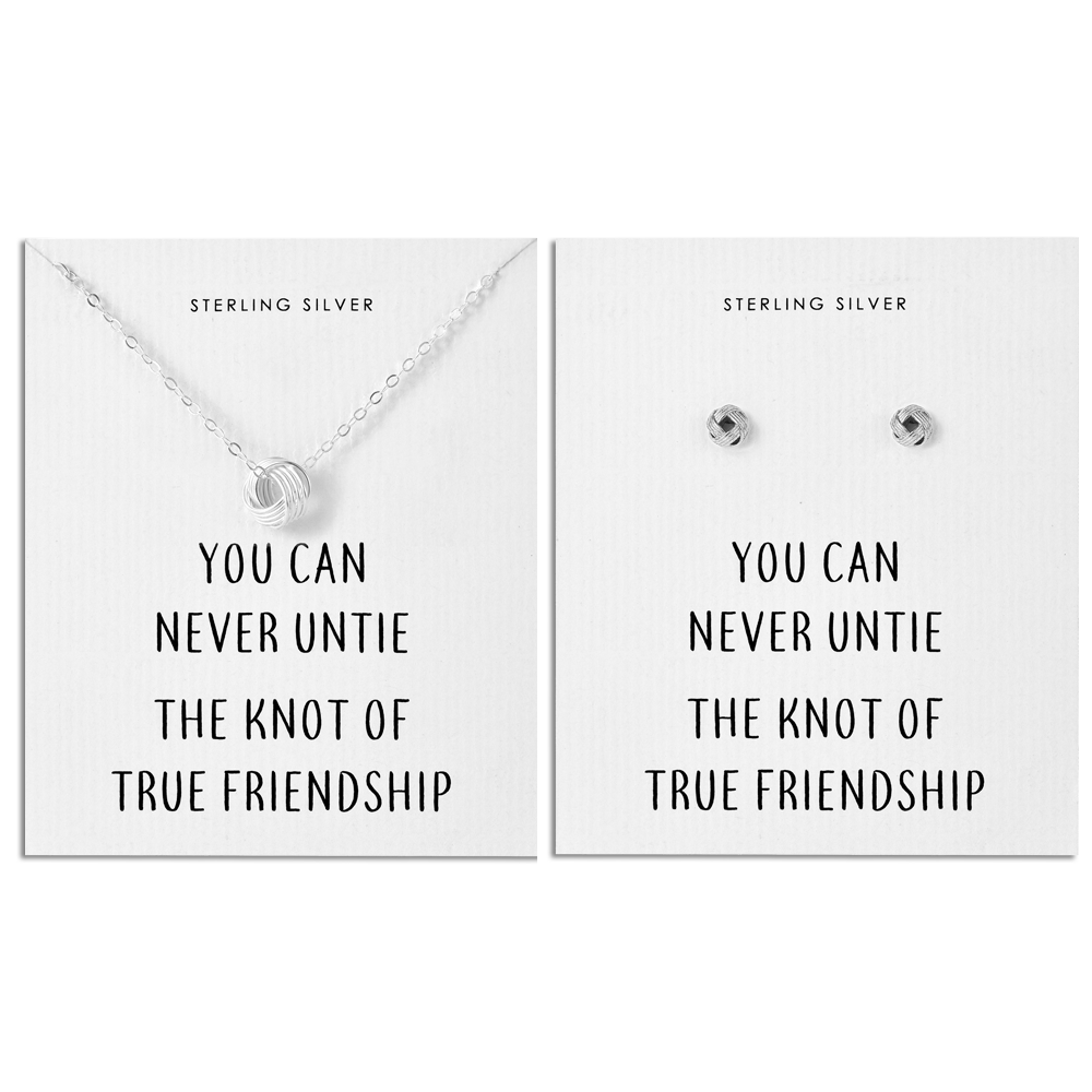 Sterling Silver Friendship Quote Knot Set - Philip Jones Jewellery