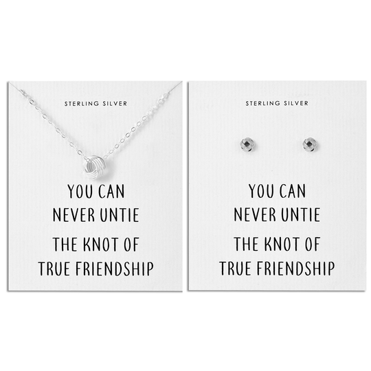 Sterling Silver Friendship Quote Knot Set - Philip Jones Jewellery