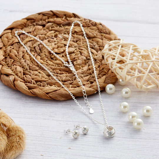 Sterling Silver Friendship Quote Knot Set - Philip Jones Jewellery