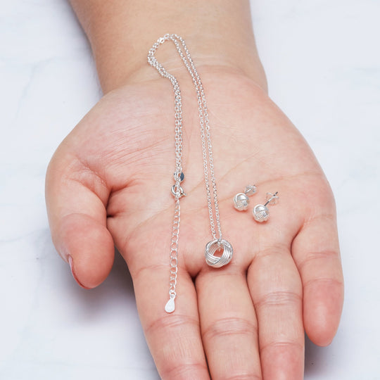 Sterling Silver Friendship Quote Knot Set - Philip Jones Jewellery
