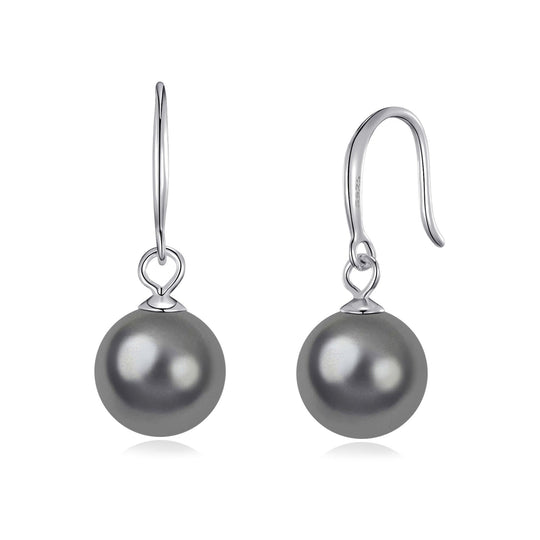 Sterling Silver Grey Pearl Drop Earrings - Philip Jones Jewellery