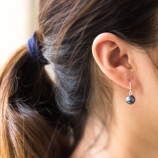 Sterling Silver Grey Pearl Drop Earrings - Philip Jones Jewellery