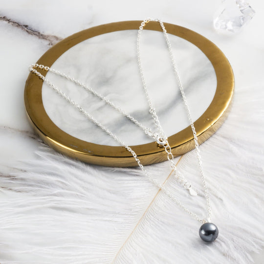 Sterling Silver Grey Shell Pearl Necklace - Philip Jones Jewellery