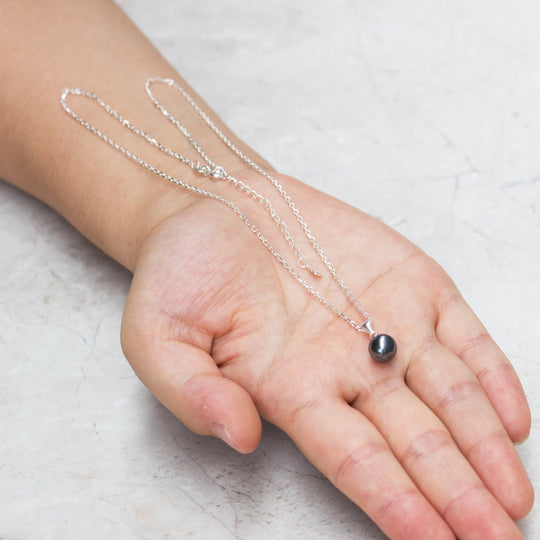 Sterling Silver Grey Shell Pearl Necklace - Philip Jones Jewellery