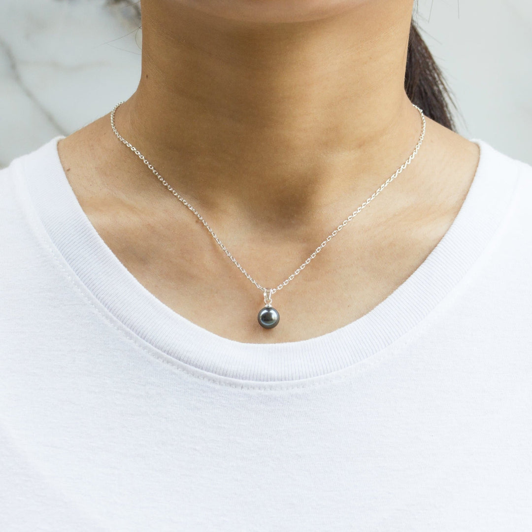 Sterling Silver Grey Shell Pearl Necklace - Philip Jones Jewellery