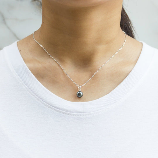 Sterling Silver Grey Shell Pearl Necklace - Philip Jones Jewellery