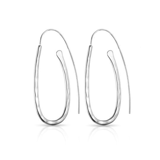 Sterling Silver Hammered Hoop Earrings - Philip Jones Jewellery