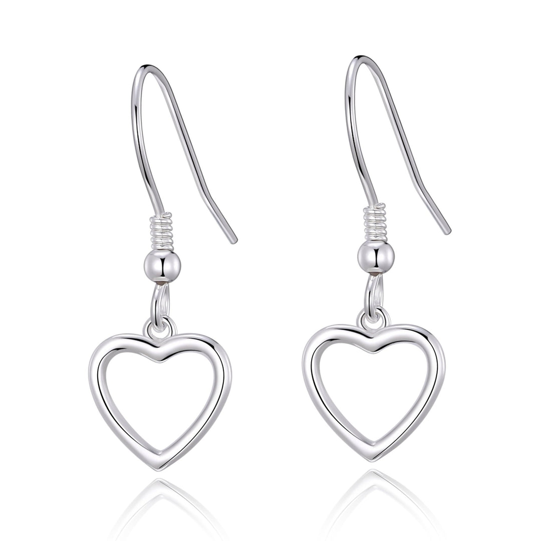 Sterling Silver Heart Drop Earrings - Philip Jones Jewellery