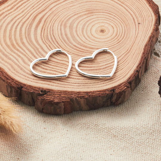 Sterling Silver Heart Hoop Earrings - Philip Jones Jewellery