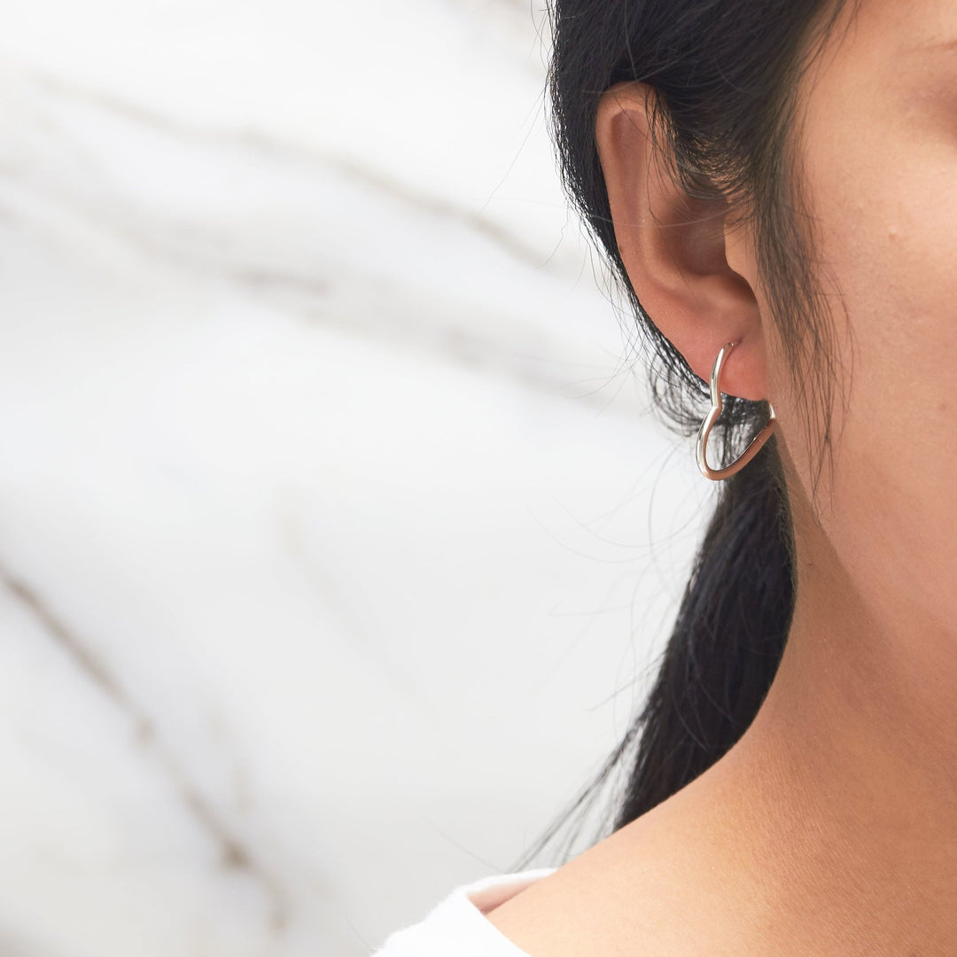 Sterling Silver Heart Hoop Earrings - Philip Jones Jewellery
