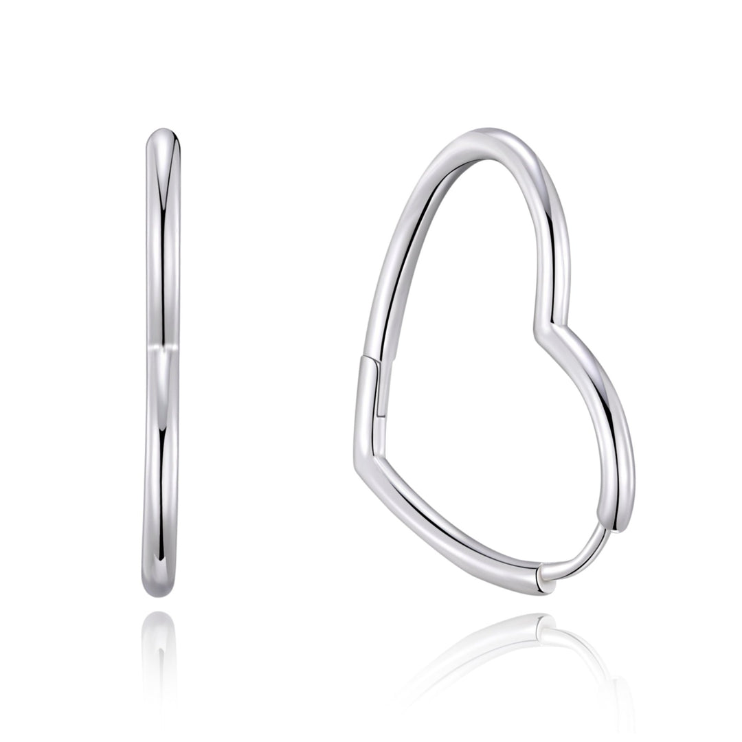 Sterling Silver Heart Hoop Earrings - Philip Jones Jewellery