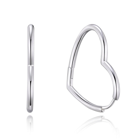 Sterling Silver Heart Hoop Earrings - Philip Jones Jewellery