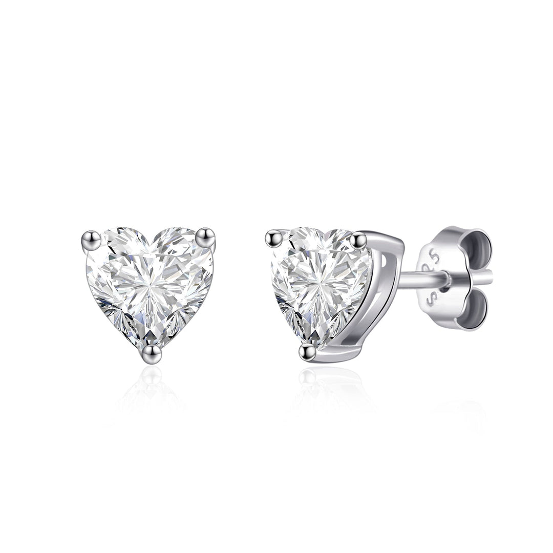 Sterling Silver I Couldn't Say I Do Without You Heart Earrings with Zircondia® Crystals - Philip Jones Jewellery