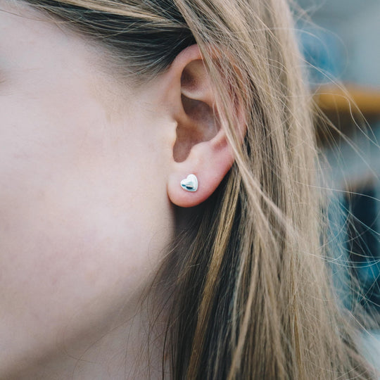 Sterling Silver I Couldn't Say I Do Without You Heart Stud Earrings - Philip Jones Jewellery