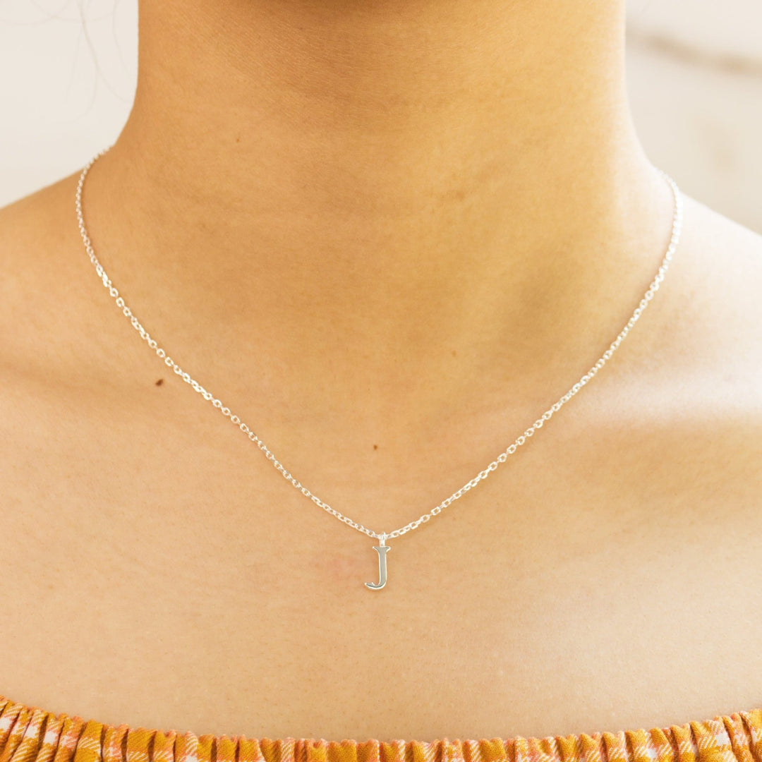 Sterling Silver Initial J Necklace - Philip Jones Jewellery