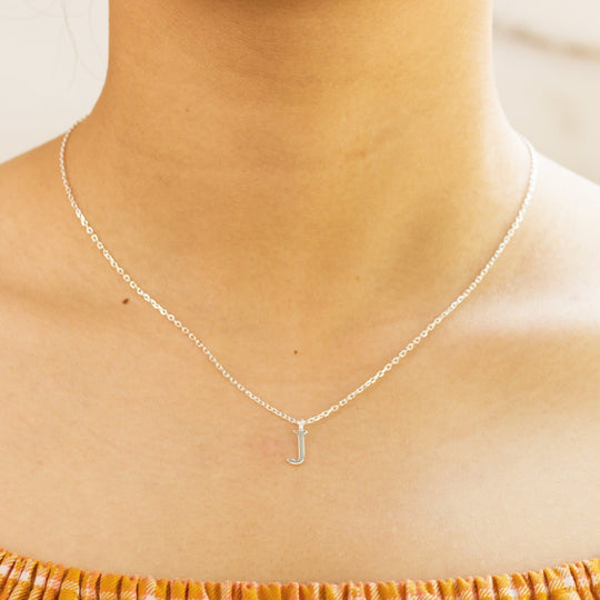 Sterling Silver Initial J Necklace - Philip Jones Jewellery
