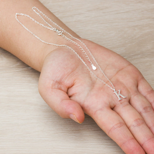 Sterling Silver Initial K Necklace - Philip Jones Jewellery