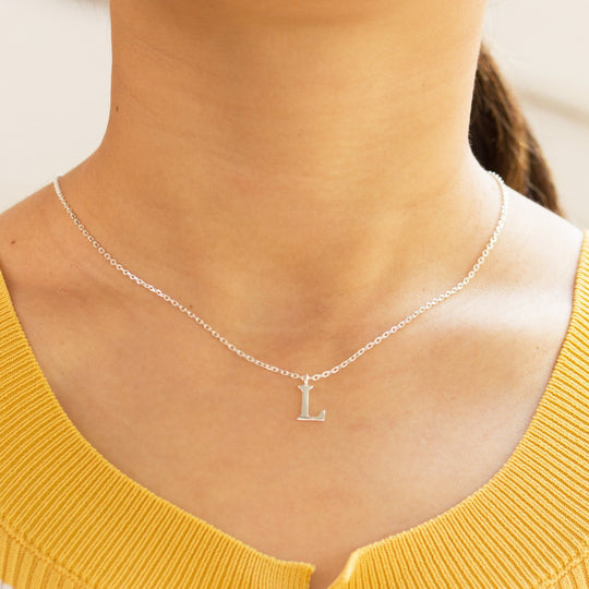 Sterling Silver Initial L Necklace - Philip Jones Jewellery