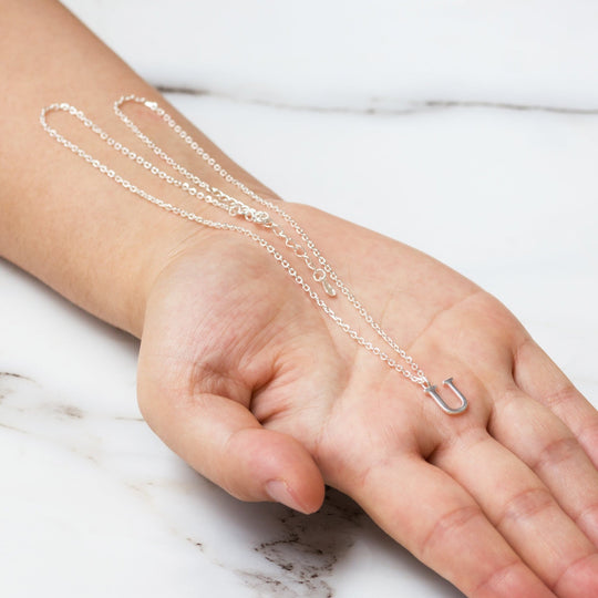 Sterling Silver Initial U Necklace - Philip Jones Jewellery