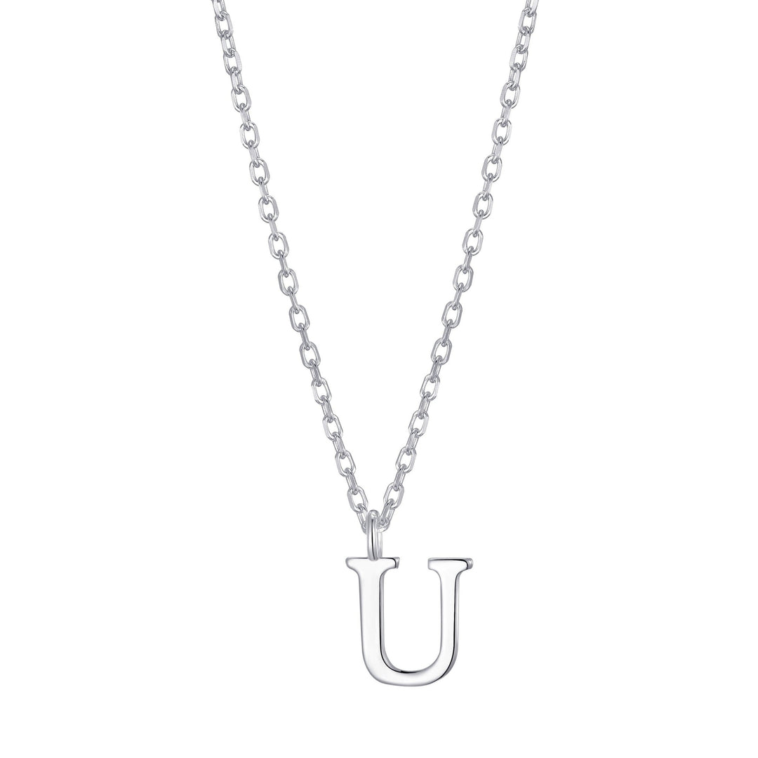 Sterling Silver Initial U Necklace - Philip Jones Jewellery