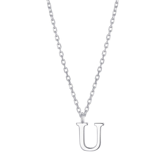Sterling Silver Initial U Necklace - Philip Jones Jewellery