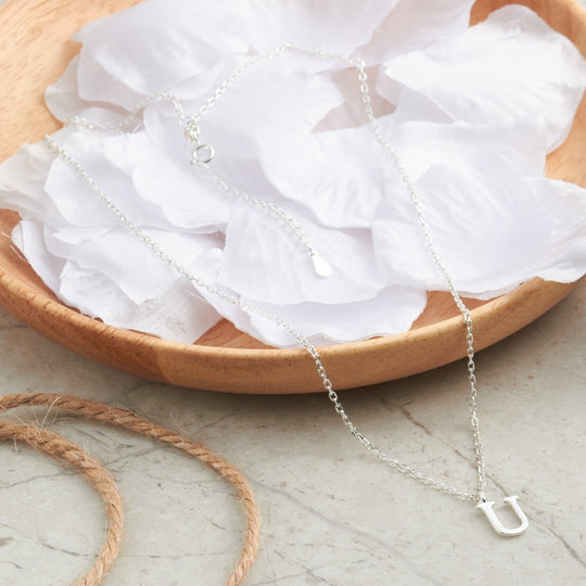 Sterling Silver Initial U Necklace - Philip Jones Jewellery