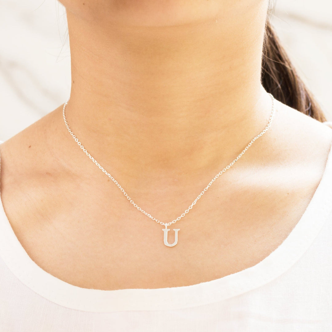 Sterling Silver Initial U Necklace - Philip Jones Jewellery