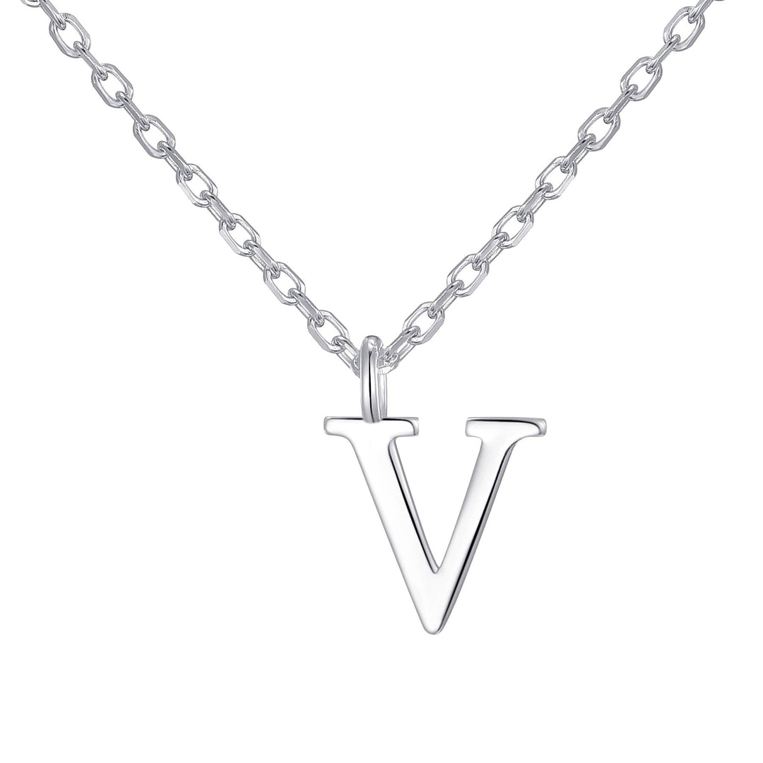Sterling Silver Initial V Necklace - Philip Jones Jewellery