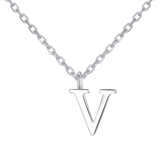 Sterling Silver Initial V Necklace - Philip Jones Jewellery