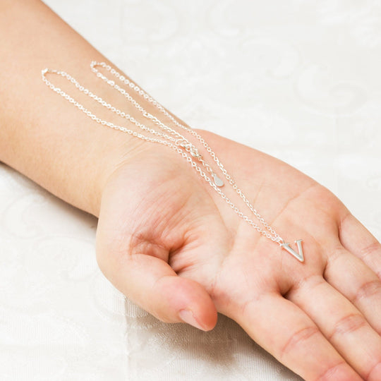 Sterling Silver Initial V Necklace - Philip Jones Jewellery