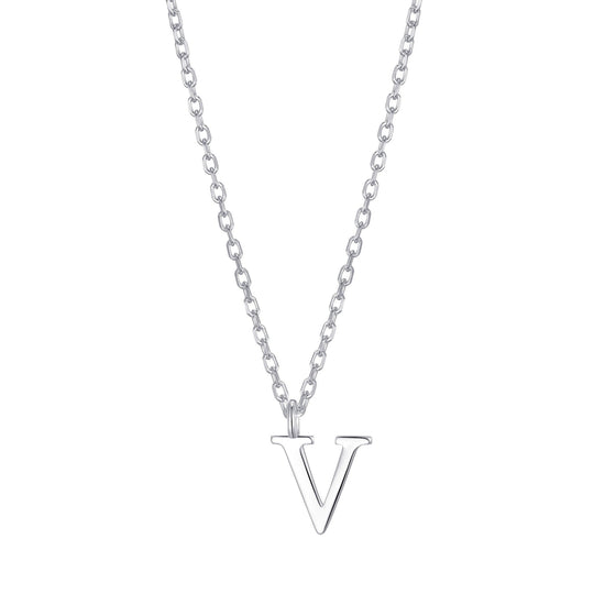 Sterling Silver Initial V Necklace - Philip Jones Jewellery