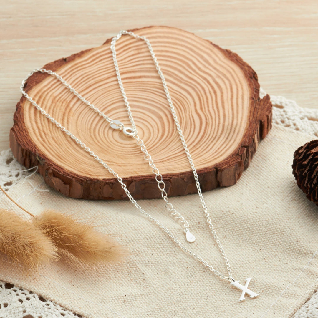 Sterling Silver Initial X Necklace - Philip Jones Jewellery