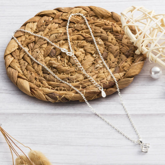 Sterling Silver Solitaire Necklace Created with Zircondia® Crystals - Philip Jones Jewellery